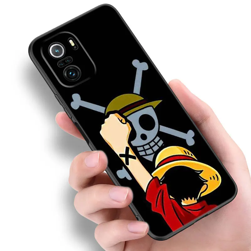 Anime One Piece Luffy Black Silicone Phone Case For Xiaomi POCO X3 X4 NFC F5 M3 M4 M6 X5 X6 Pro F3 F4 GT 5G C55 C65 M5