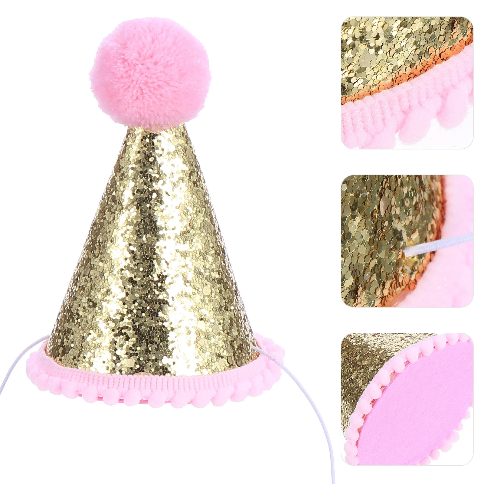 

1pc Hat Birthday Hat Party Glitter Photo Prop For Birthday Sequin Cone Photo Prop Non-Woven Shiny Celebration Party Favors
