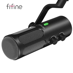 FIFINE Tank3 Micrófono dinámico USB/XLR de metal resistente para podcasting, grabación de estudio, reducción de ruido y sonido premium