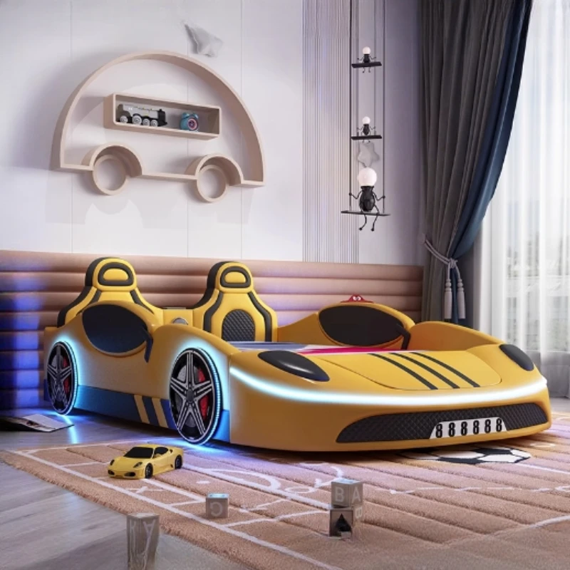 

With Lights Frame Kids car Bed Modern King Size Modern Frames Children Beds Luxury Modern Camas De Dormitorio Bedroom Furniture