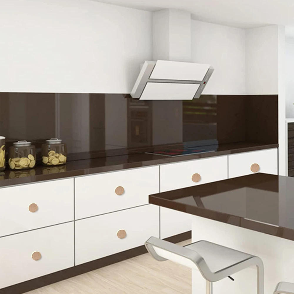 مقابض خزانة خشبية مستديرة غير مكتملة لخزانة الأثاث الخشبية يسحب مقابض مع مسامير لخزانة خزانة الملابس #6