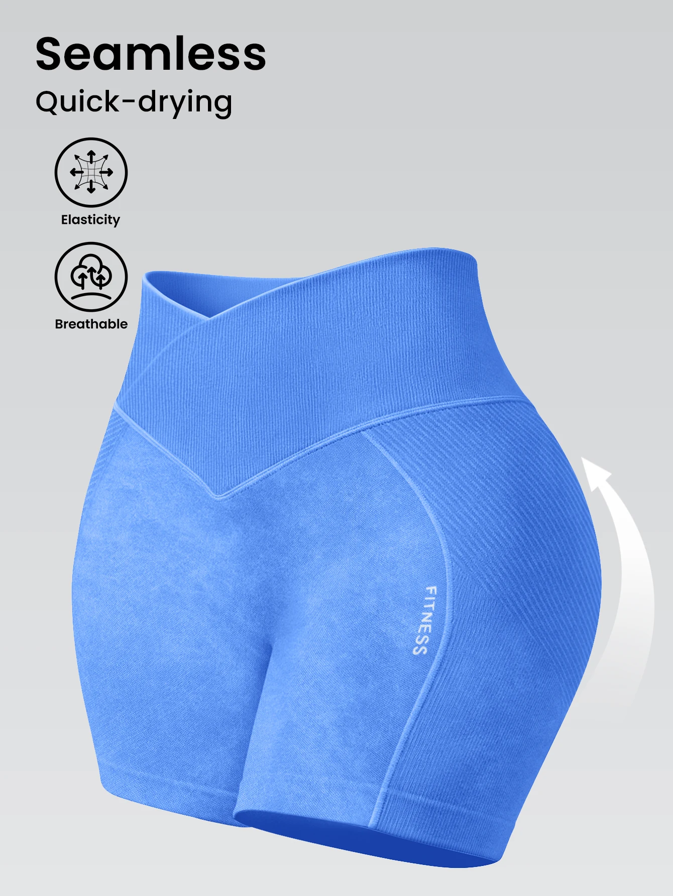 Women's Seamless High-Waist V-Notch Yoga Cycling Shorts Tummy Control Ribbed Quick-Dry Breathable Fitness Sport Shorts