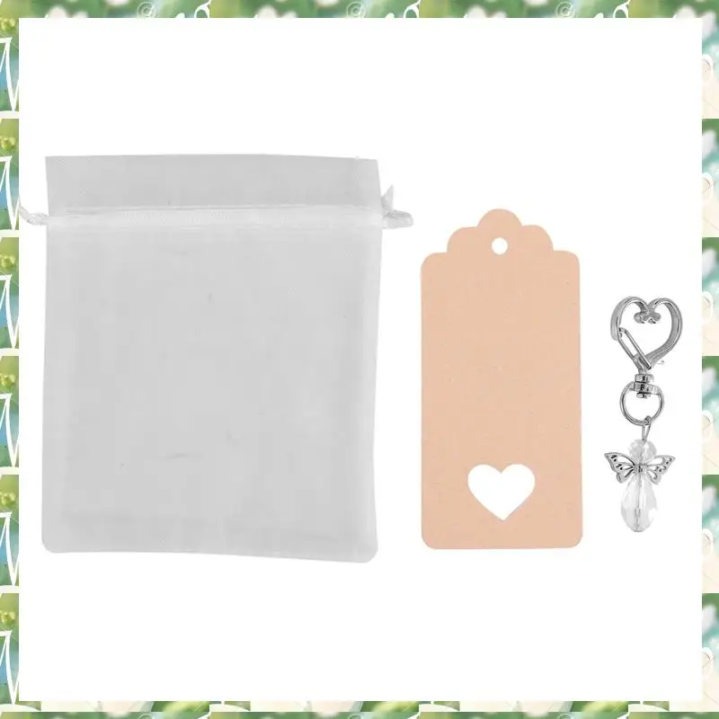 FIZP 30 Pcs Angel Keychain Souvenir Wedding Gifts Baby Shower Favor Gifts Set With Tag Drawstring Candy Bag