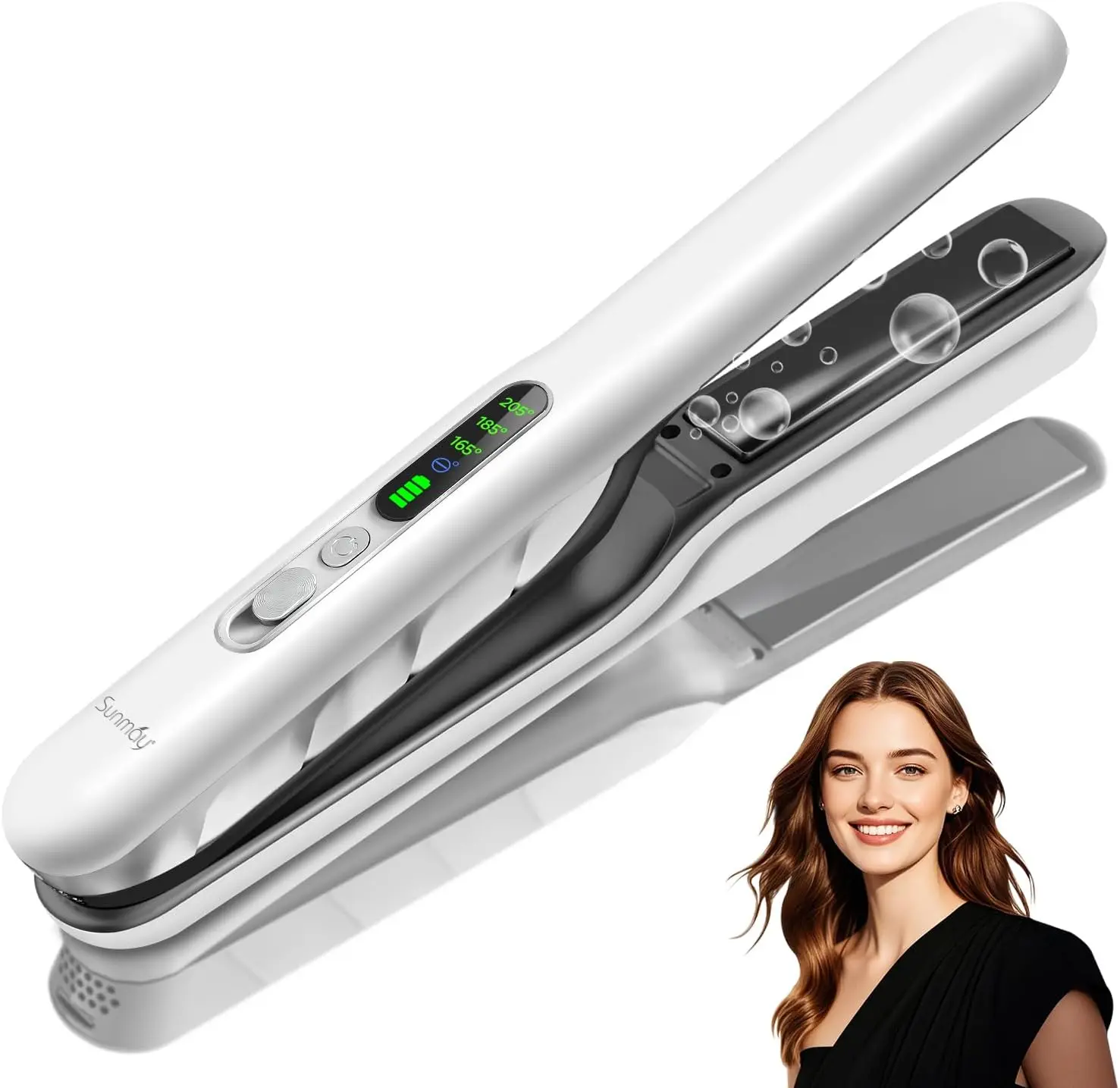 

2-in-1 Cordless Hair Straightener & Curler, USB Rechargeable, 20s Fast Heat-Up, 3 Temp Settings, Travel Portable