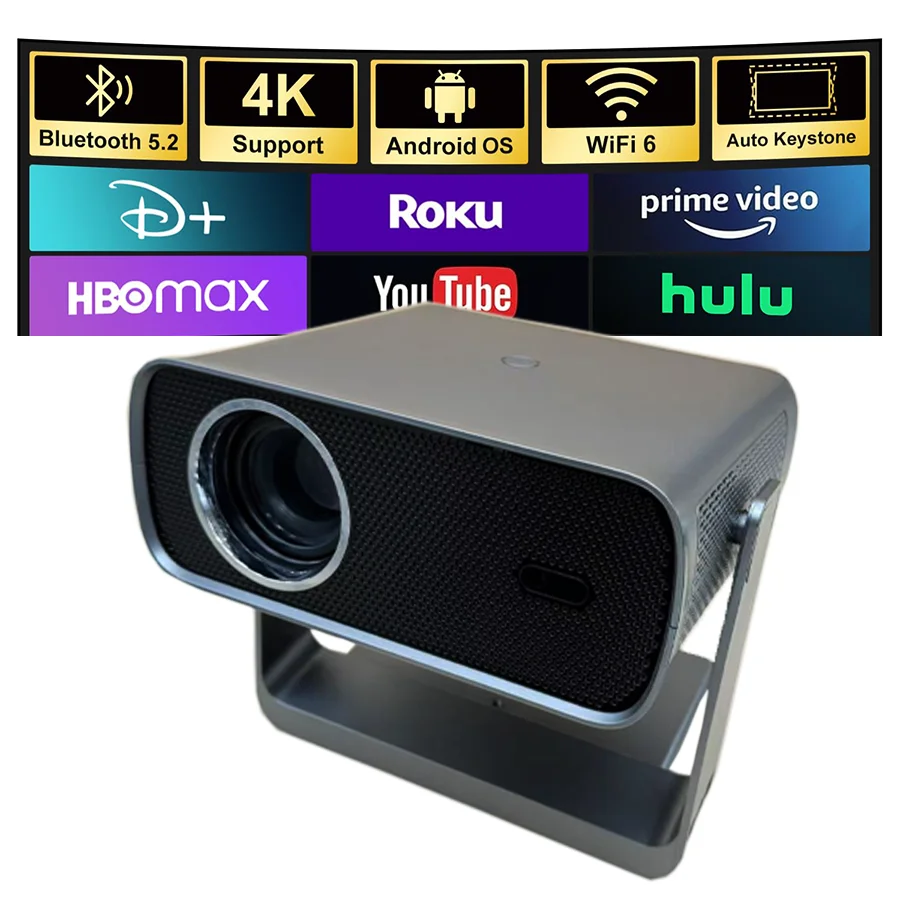 

JETALON 4K S12 Pro Projector Auto Keystone Focus 1920*1080P Android 9 8500 Lumens Wifi6 BT5.4 Outdoor Portable Projector