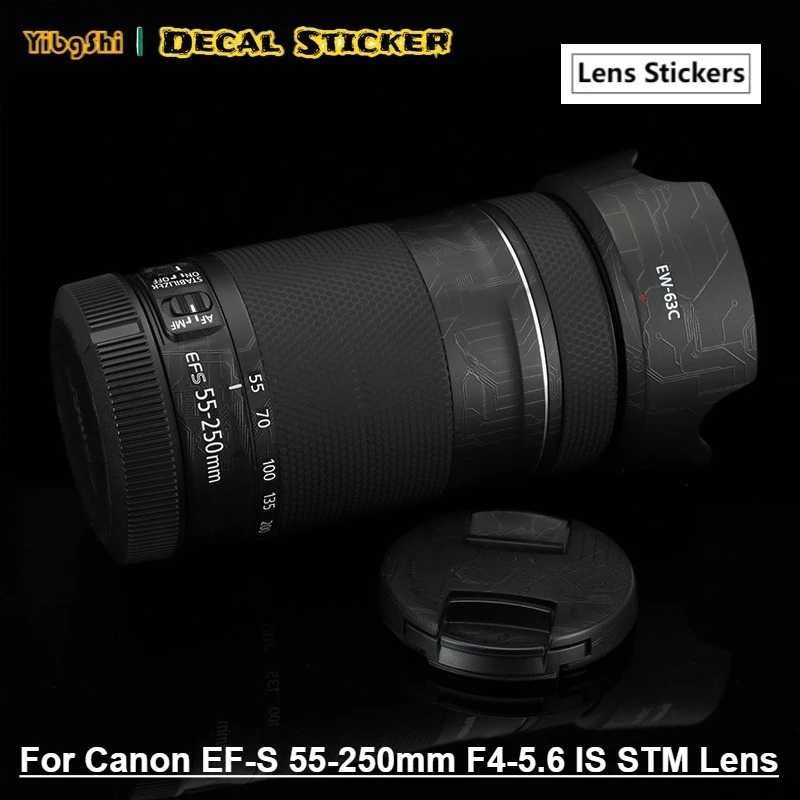 لكانون EF-S 55-250 مللي متر F4-5.6 IS STM عدسة ملصق مائي الجلد لكانون 55-250 F4-5.6 عدسة ملصقات EFS55250 التفاف غطاء #2
