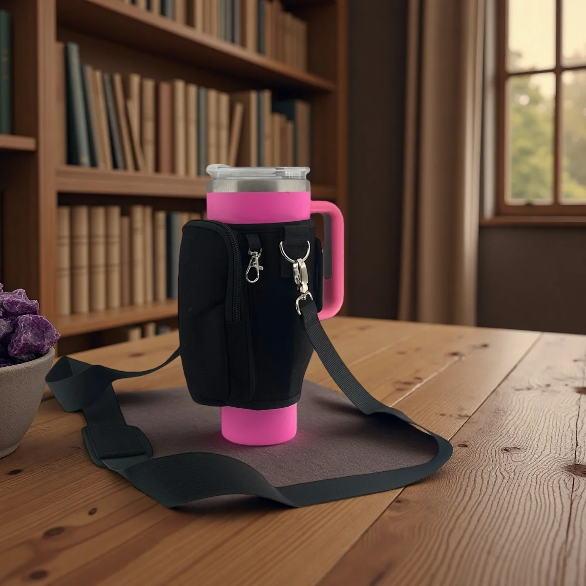 

Bag for Large Tumbler Cup, Adjustable Shoulder Strap Pouch with Christmas Holiday Design, Leakproof Insulated Holder for Travel