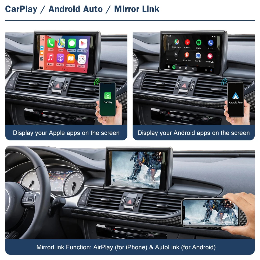 Road Top Wireless CarPlay-Schnittstelle für Audi A6 A7 RMC HN MHI2 2012–2018 mit AirPlay Mirror Link Car Play Funktion Android Auto