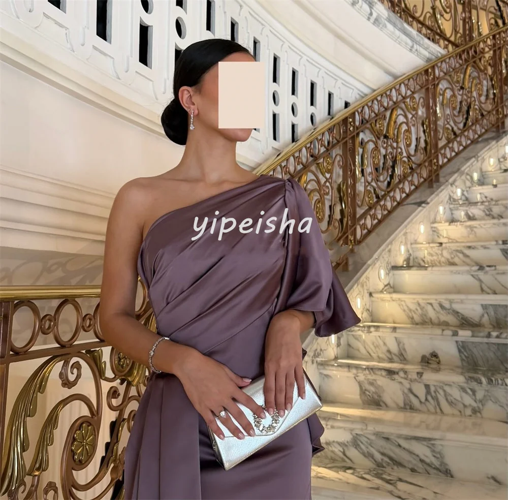 Abiti lunghi monospalla a trapezio drappeggiati con pieghe semplici in stile moderno personalizzato Abiti da sera Taglie disponibili Classici