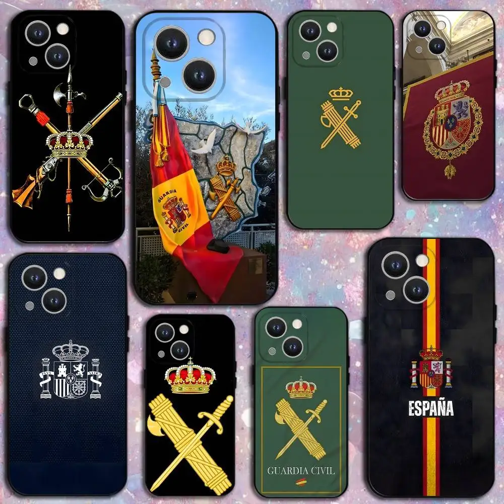 

Spanish Guard Civil Emblem Phone Case For iPhone 16,15,14,13,12,11 Plus,Pro Max,XS,X,XR,SE,Mini,8,7,Soft Silicone Black Cover