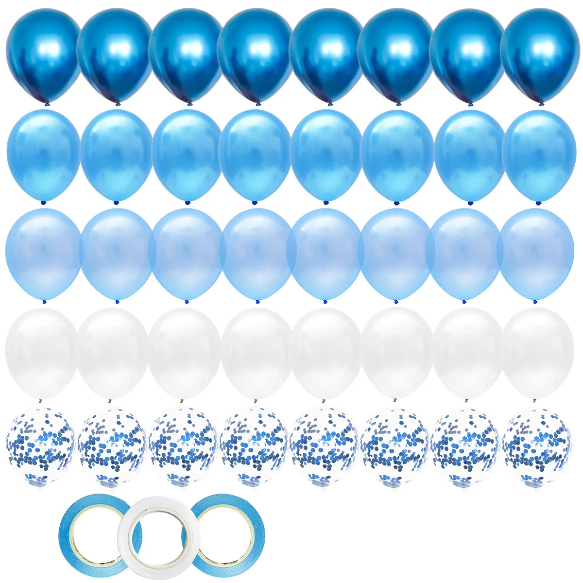 40pcs 12inch Blue Mixed Latex Balloons, Boy Man Birthday Party Decorations, Baby Shower Party Decor, Graduation Decor