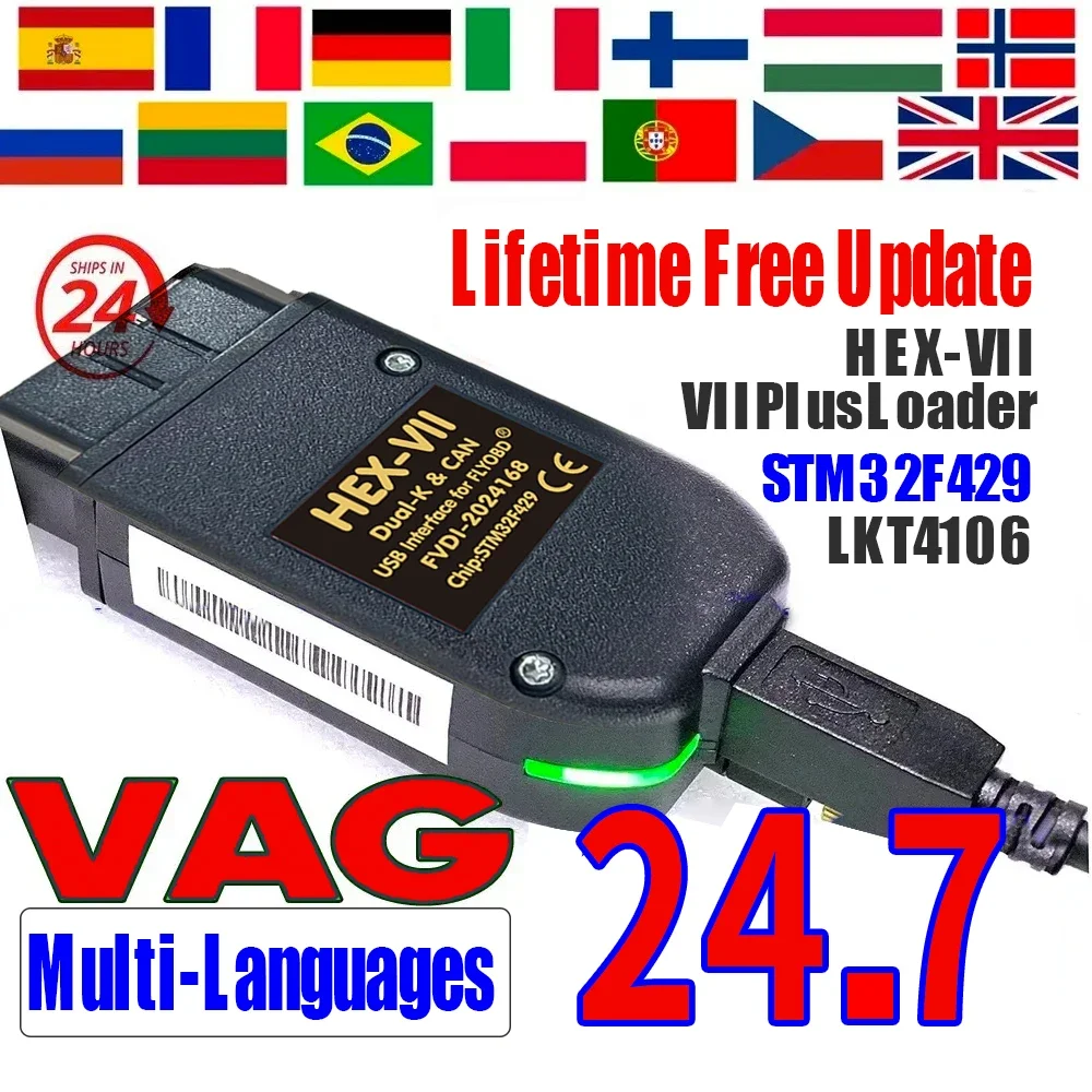 

Newest VCDSCAN Unlimited VINs Auto Scan com Diagnostic Tools VAG Coding COM HEX Real V2 STM32F429 V24.7 For VW AUDI Skoda Seat