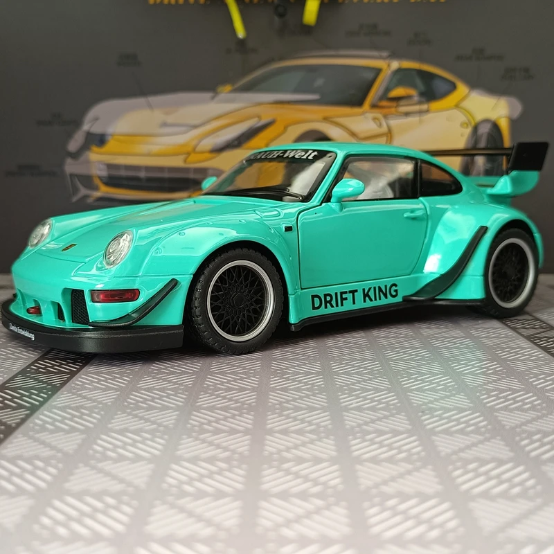 

1:22 simulation Porsche RWB993 alloy car model, doors and engine hood, trunk can be opened, rebound sound and light supercar