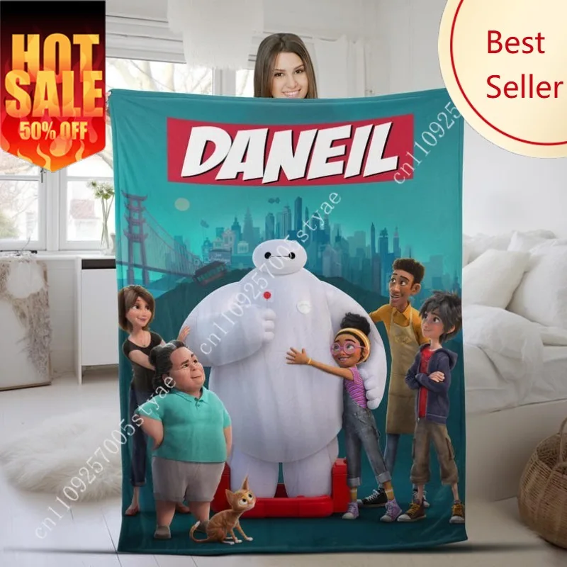 

Big Hero Blanket Disney Cartoon Plush Blanket Soft Indoor Decoration Child Holiday Party Boy Girl Gifts Warm Custom Quilt