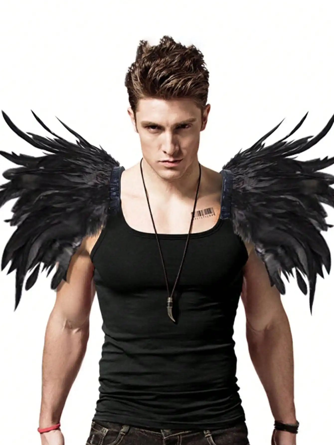 

Готический стиль, настоящие натуральные перья, наплечники, костюмная маска, аксессуары для костюмов на Хэллоуин, дизайн