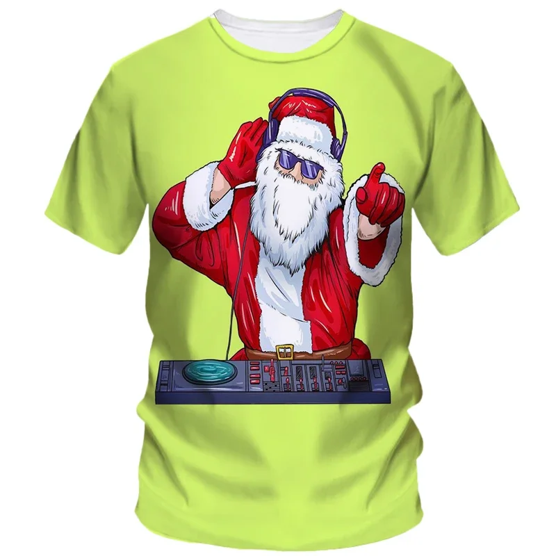 New Hot Christmas Party 3D Printed T-shirt Male and Female Couple Red Short Sleeved Party Top Plus Size Loose Street Fashion Top