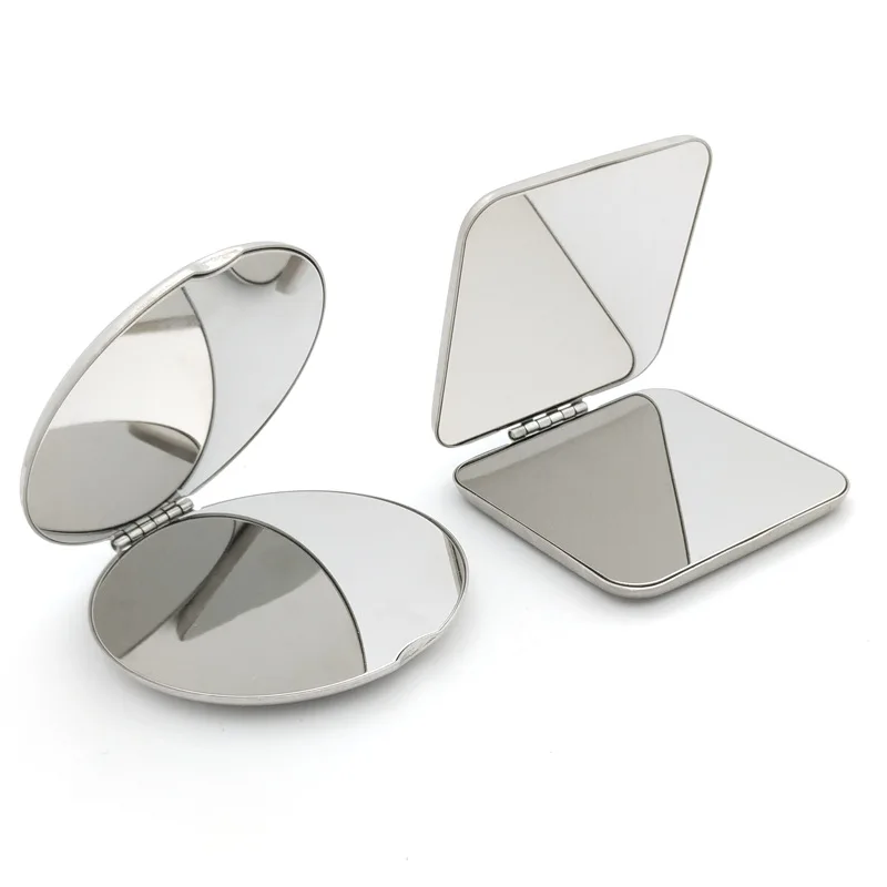 Pocket Mirror Camping Makeup Mirror Shatterproof Stainless Steel Ultra Slim Folding Portable Cosmetic Mirror Handheld Travelling