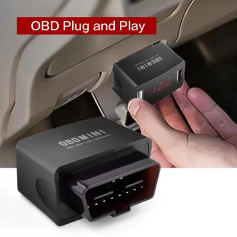 Fast Charging Power Mini Dual USB Charger Adapter Car OBD Charging Universal 12V 24V LED Voltage Display Car Charger Socket