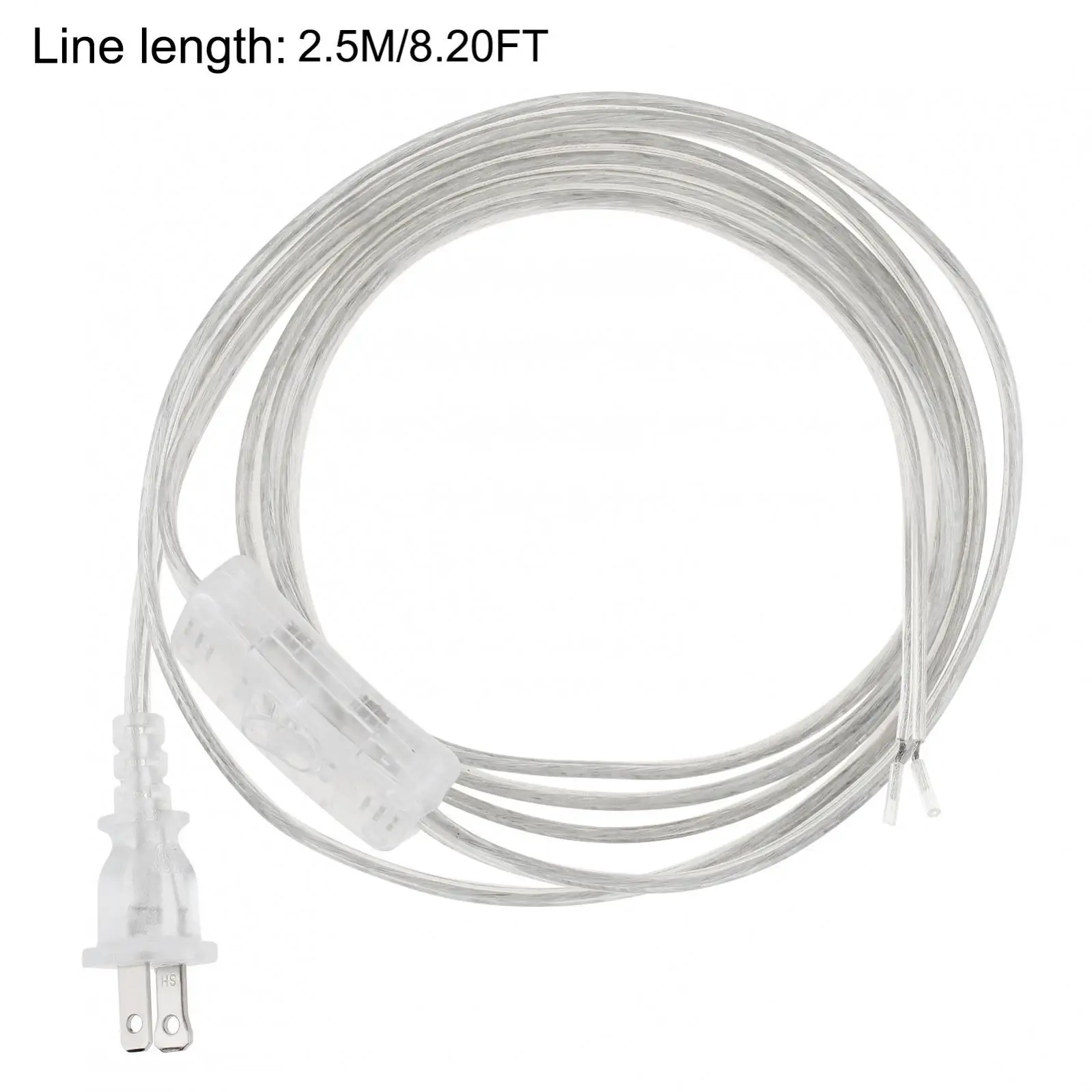 Lamp Cord SPT-2 18AWG Replacement Power Cord for Wiring with Button Switch, US Plug, Transparent Extension Cable