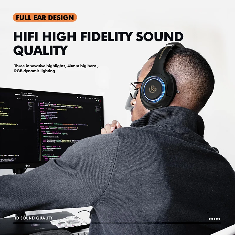 A8 Drahtlose Bluetooth-Kopfhörer mit Mikrofon, Noise-Cancelling-Headsets, Stereo-Sound-Kopfhörer, Sport-Gaming-Kopfhörer, unterstützt TF