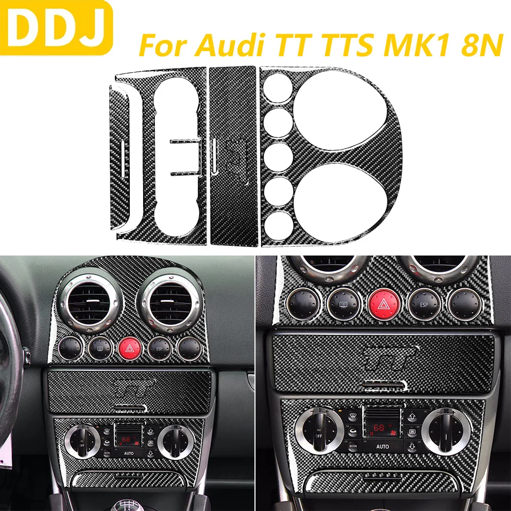 

For Audi TT TTS MK1 8N 2001-2006 Carbon Fiber Central Control Radio CD AC Air Outlet Vent Set Trim Cover Car Accessories Sticker