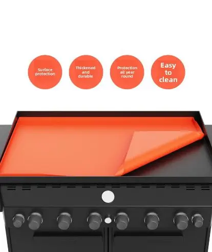 أسياخ جديدة من الحجر الأسود، شواية باربيكيو، وسادة سيليكون، مقلاة خبز، غطاء واقي، غطاء غبار، وسادة مقاومة لدرجات الحرارة العالية. #3