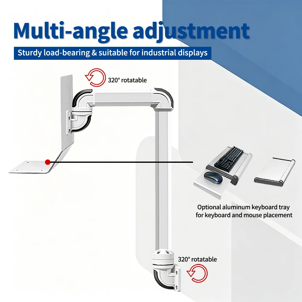 Industrial display bracket with enhanced load-bearing capacity, aluminum alloy anodized, folding and telescopic, with cable rout