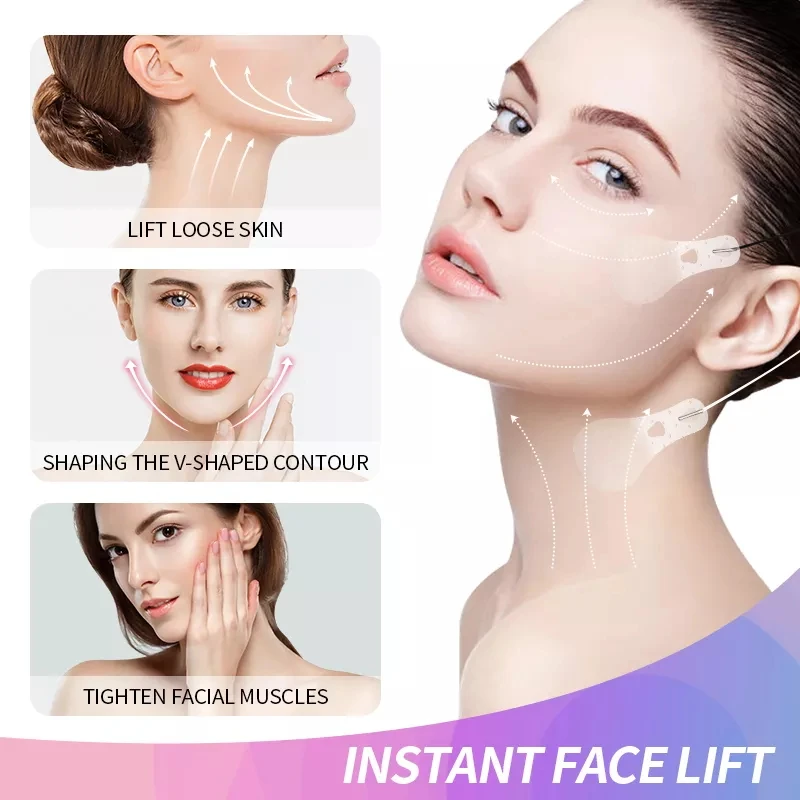 40 Pcs Instant Face Lift Tape Invisible Breathable Face Lifting Patches Adhesive V-Shape Face Chin secret Lift Sticker