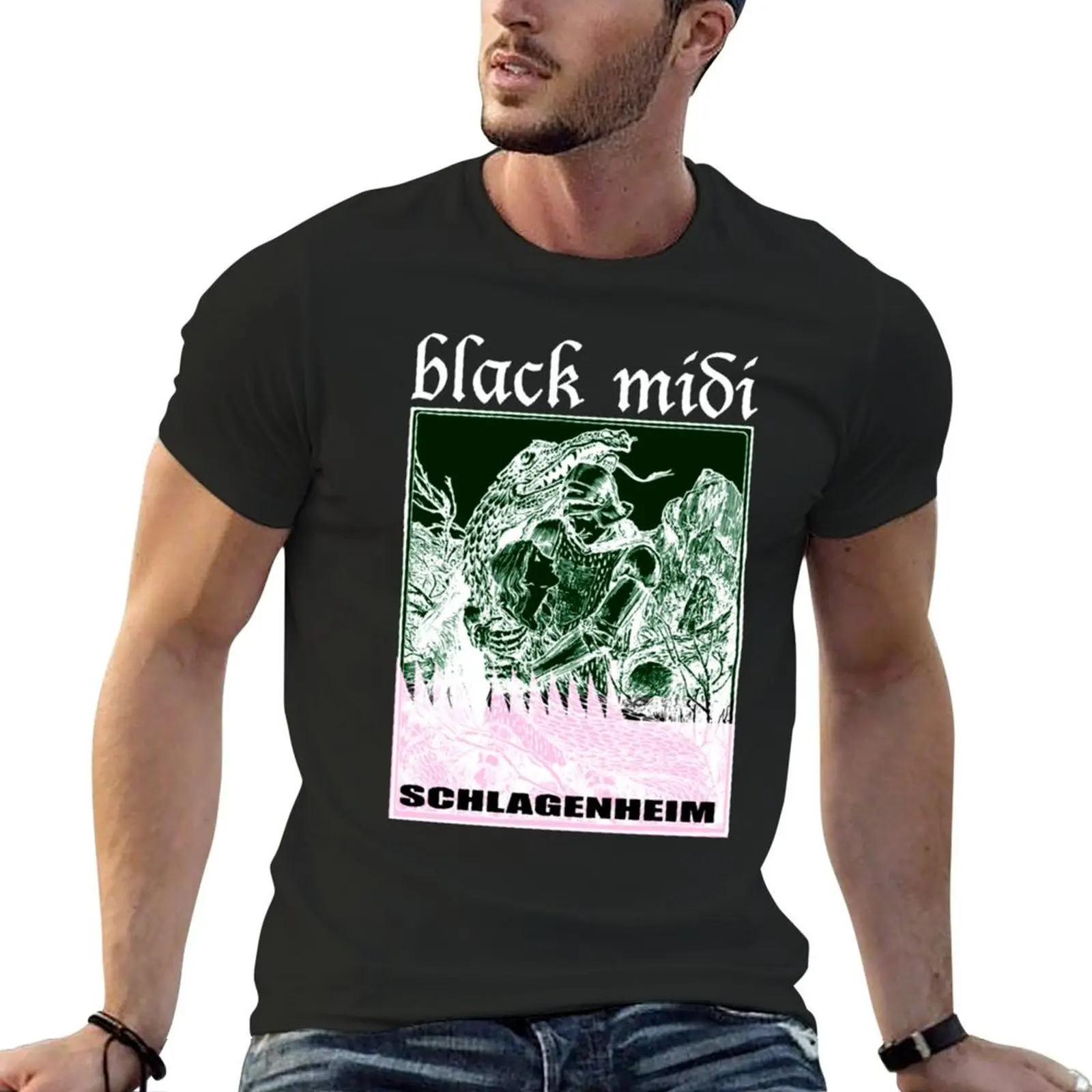 Black Midi Schlagenheim T-Shirt blanks blue archive man clothes vintage t shirt men