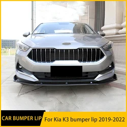 For Kia K3 3PCS Glossy Black Red Carbon Fiber Front Bumper Lip Body Spoiler Trim High Quality Sports Kit 2019-2022 Modification