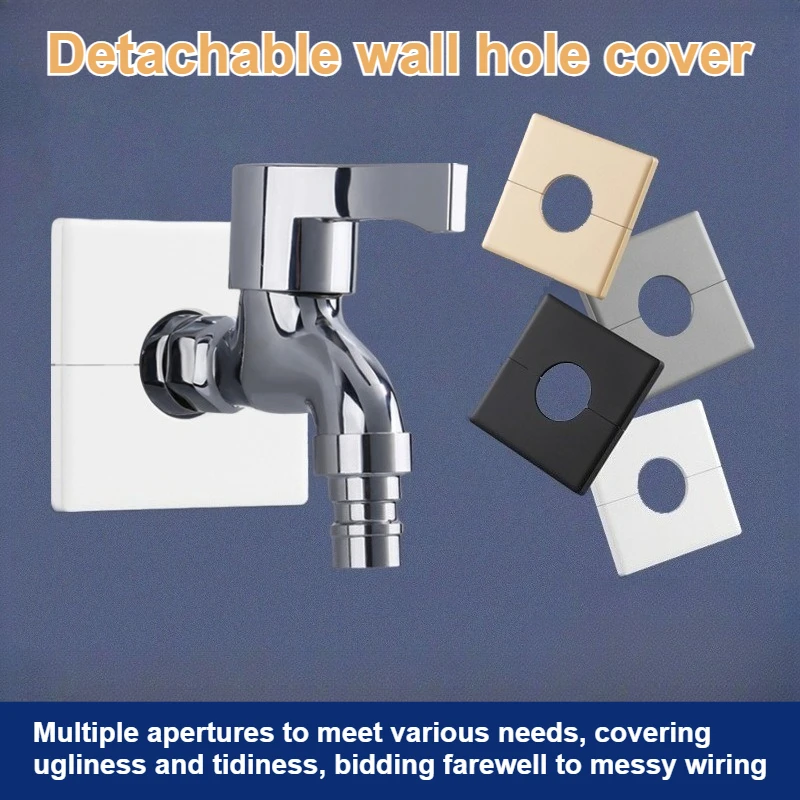 1 Juego de cubierta de tubo de pared decorativa de plástico ABS, autoadhesiva, solapa dividida cuadrada de 1,26 pulgadas con blindaje de orificio para instalación de tuberías de Cable