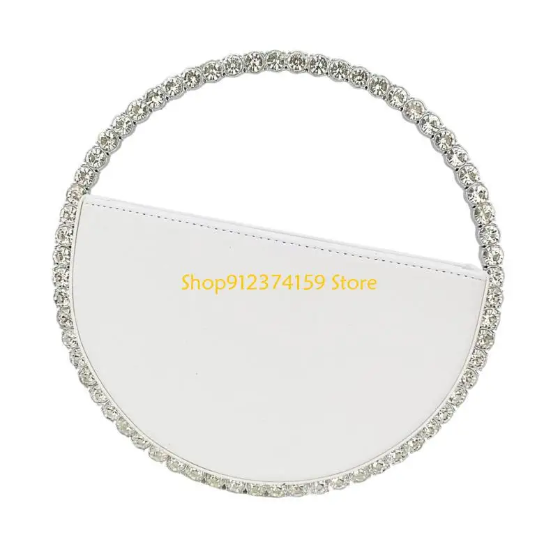 

G5AE Fashion Round Rhinestones Clutch PU Leather Perfect For Party And Date