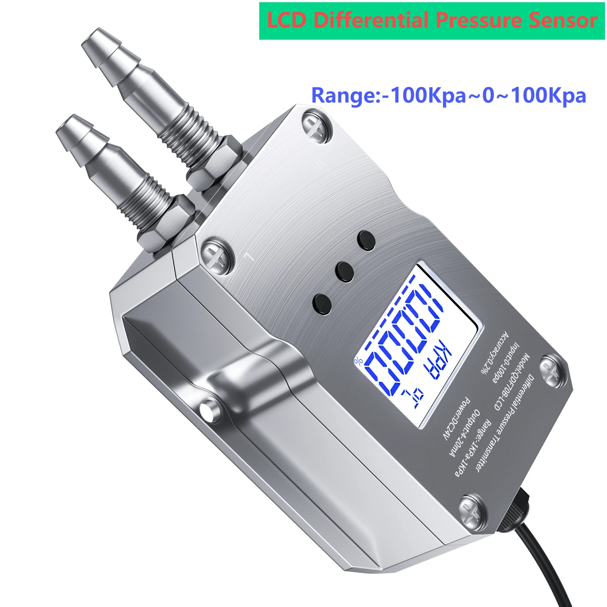 

LCD Differential Pressure Transmitter 0-500Pa to 4-20mA 0-5V Wind Pressure Converter 5Kpa to 1-5V RS485 Air Pressure Transducer