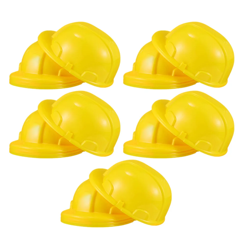 10Pcs Kids Construction Hard Hats Yellow Building Dress Up for Party Celebration Playtime Outdoor Role Play Game