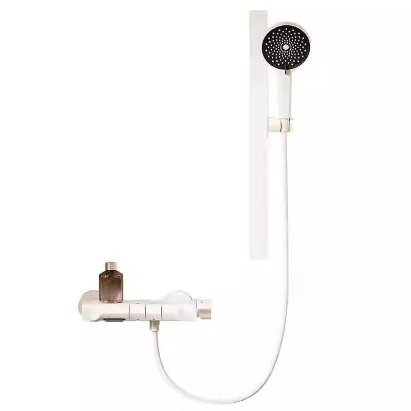 

Cream Wind White Simple Shower Shower Set, No Top Spray Pressurized Hot and Cold Water Mixing Valve, Small Apartment