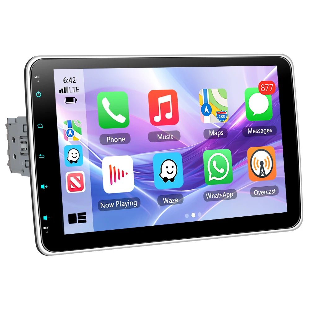 Podofo Universele 1DIN 10 inch Verstelbaar Touchscreen MP5 Autospeler BT FM RDS Autostereo Carplay Android Auto Kleurrijke Achtergrondverlichting - afbeelding 2
