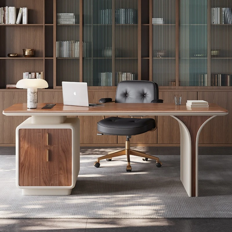 

Italian minimalist solid wood desk household light luxury modern desk high-end study antique computer workbench