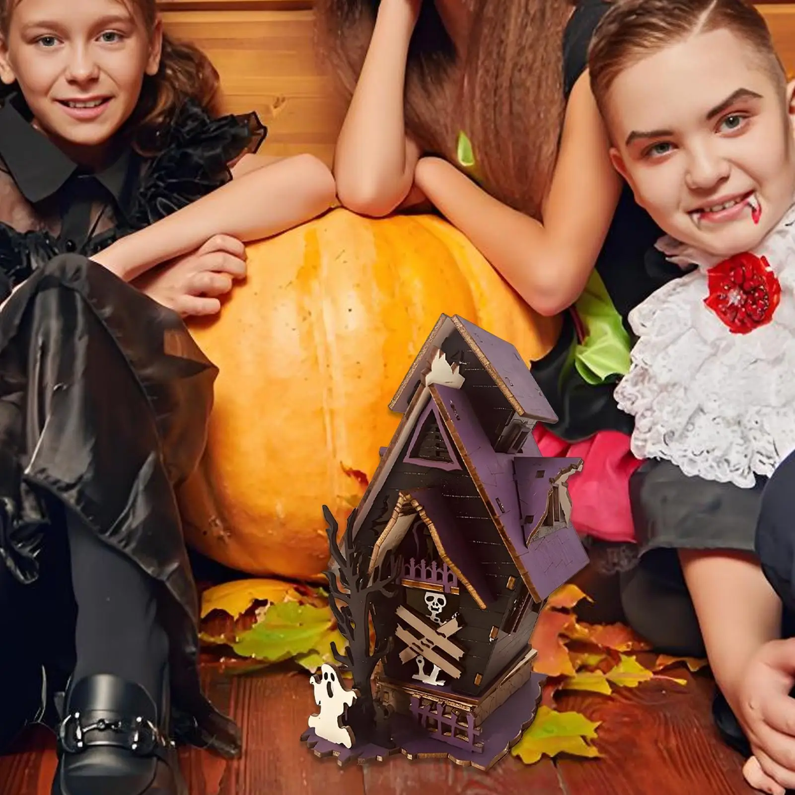 Halloween Huis Bouwstenen Trendy Halloween Decor 3D Verlichte Rustieke Middelpunt Horror Voor Open Haard Eetkamer Party Home