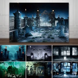 Graveyard Skull Background Ghosts 2024 Halloween Party Horror Night Theme Wall Decoration Banner Baby Backdrop Studio Photo Prop