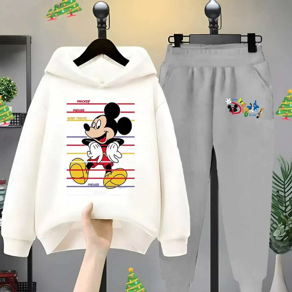

Детские топы с мультяшным принтом Микки Мауса, одежда для мальчиков, детская одежда, повседневные модные простые спортивные штаны, осенне-зимние комплекты