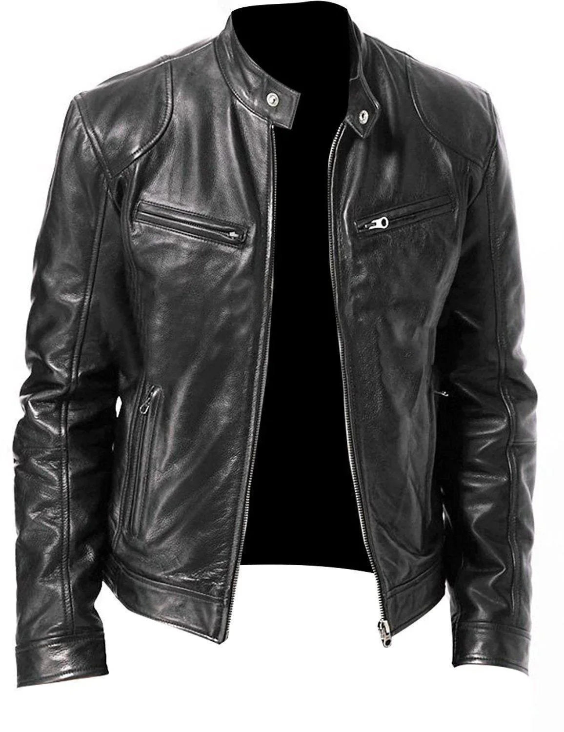 

Chaquetas Men Winter Fleece Tactics Coat Motorcycle Leather Jacket Male PU Stand Collar Zipper Casual Slim Fit Windbreaker