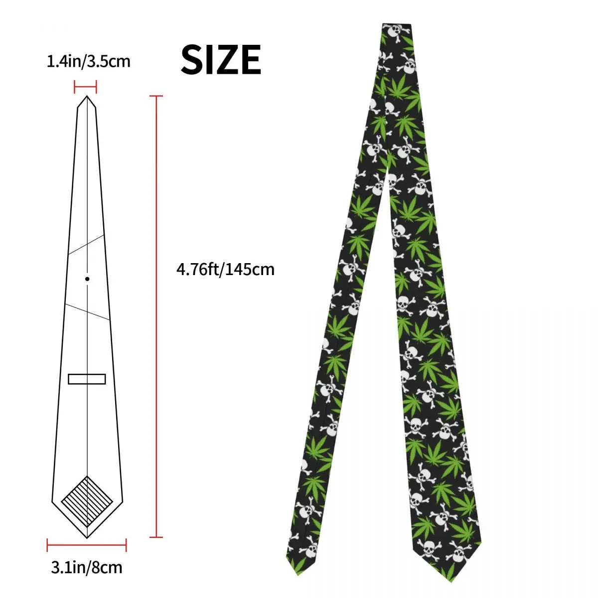 Foglie con teschi cravatta uomo donna poliestere 8 cm Weed Leaf Neck Ties for Men Casual Wide Shirt accessori Gravatas Party