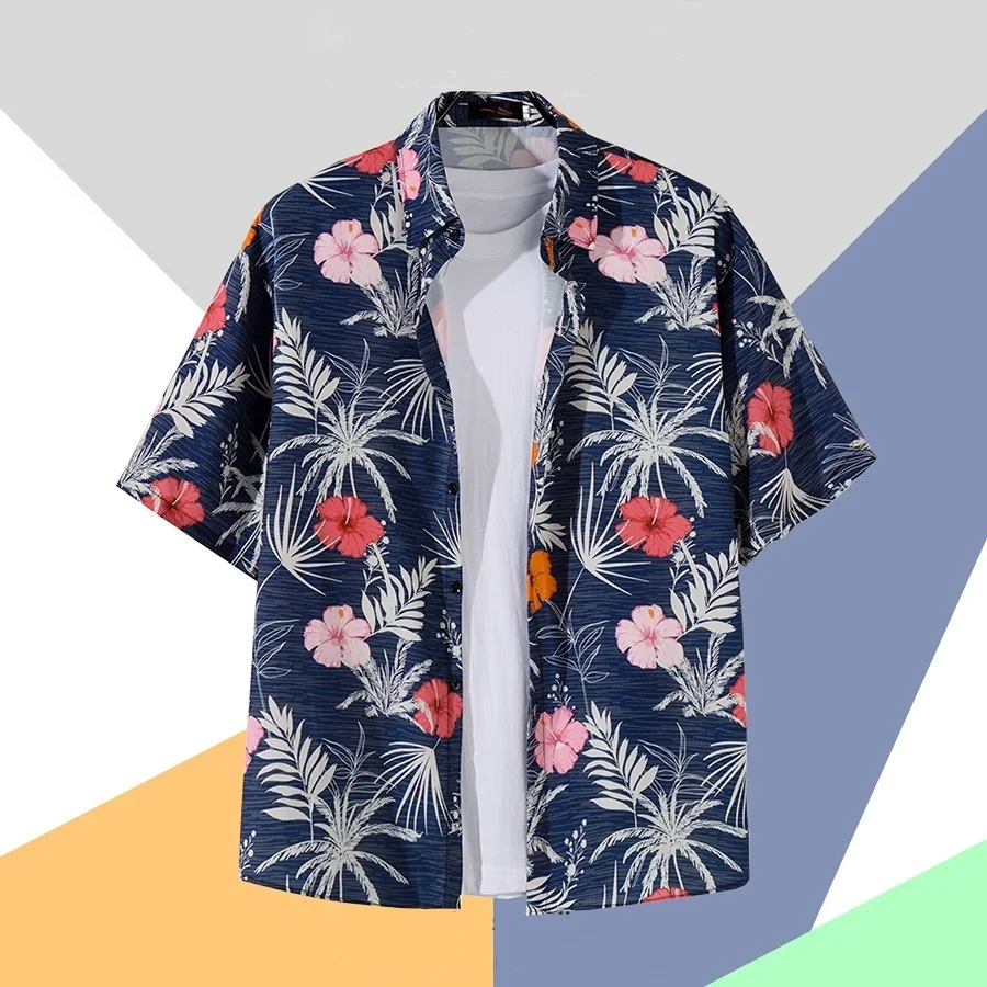 2024 New Hawaiian Style Cartoon Print Shirt Summer Street Fashion Daily Blouse Unisex Kids Beach Vacation Casual Lapel Tops