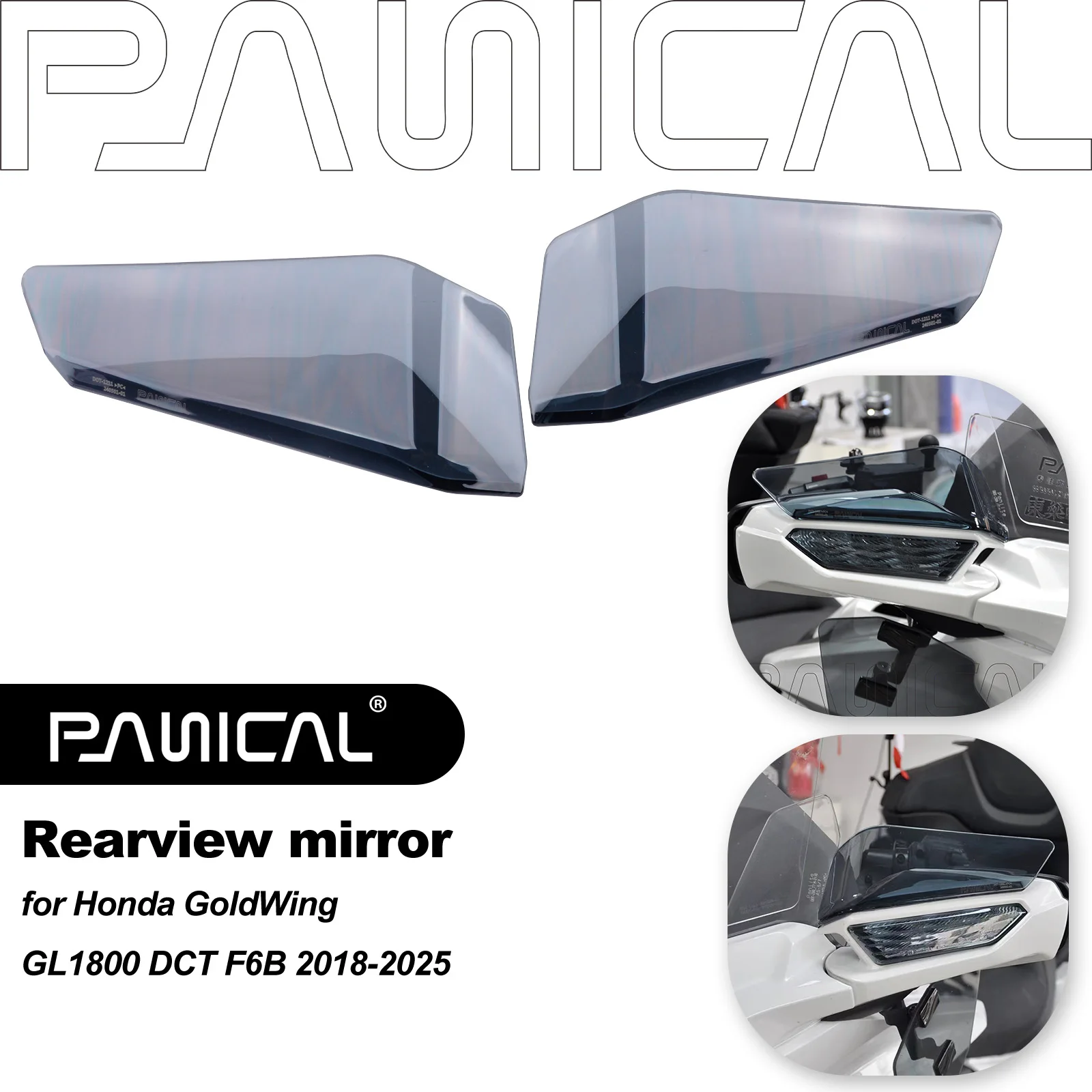 

PANICAL Motorcycle rearview mirror spoiler Air deflector for Honda GoldWing GL1800 DCT F6B 2018-2025 Windshield Accessories