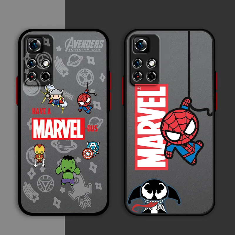 Marvel Hero Hulk Cartoon Phone Case For Redmi Note 13 12 11 10 Pro Plus Pro S T 5G Matte Frosted Translucent Cover