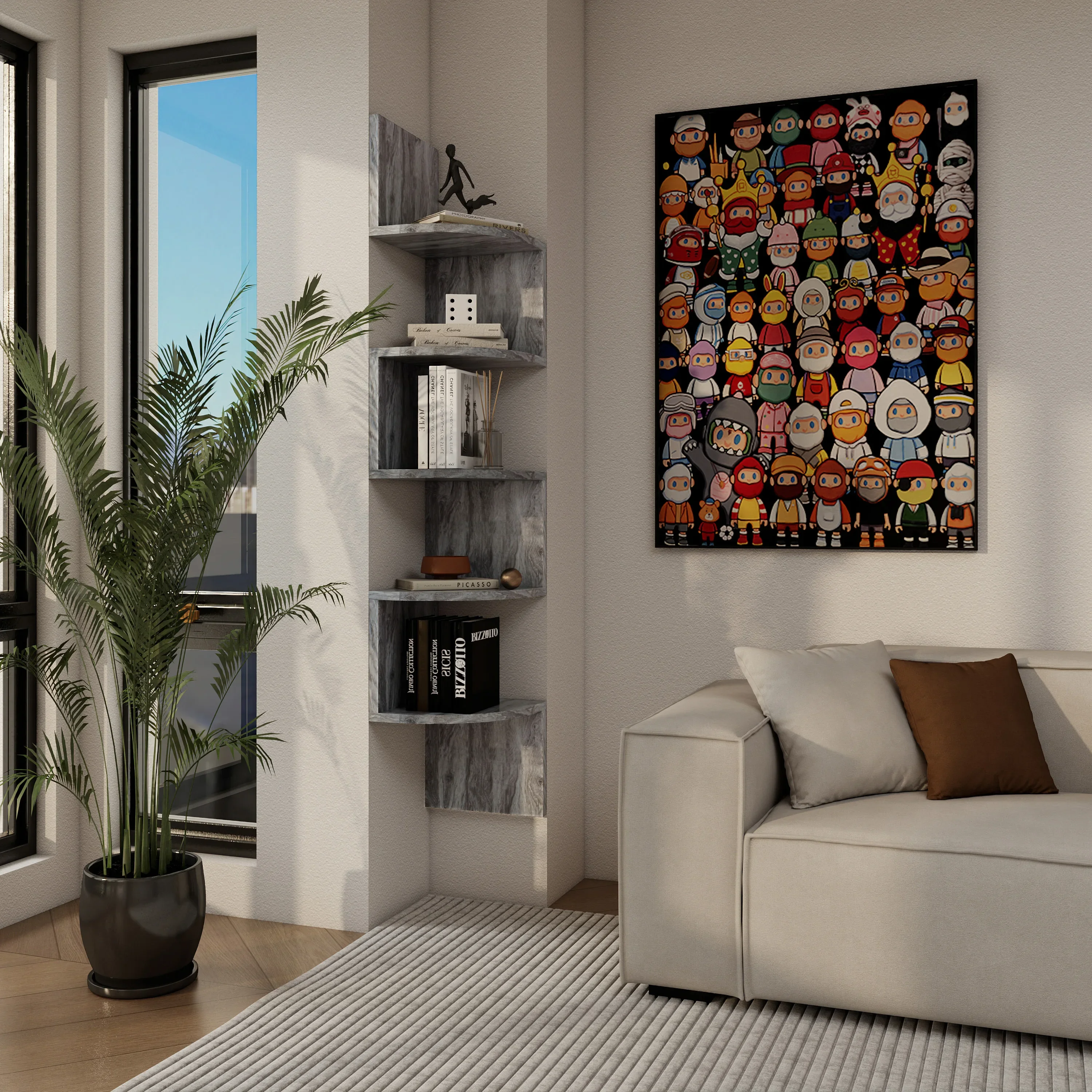 High Quality Living Room Wooden Furniture Bookshelf Swivel Durable Bookcase