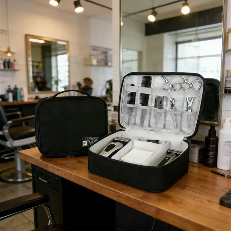 Wasserdichte Oxford-Stoff-Haarschneidemaschinen-Organizer-Tasche, große Kapazität, Aufbewahrungstasche für Friseurwerkzeuge mit Reißverschluss und Fach.