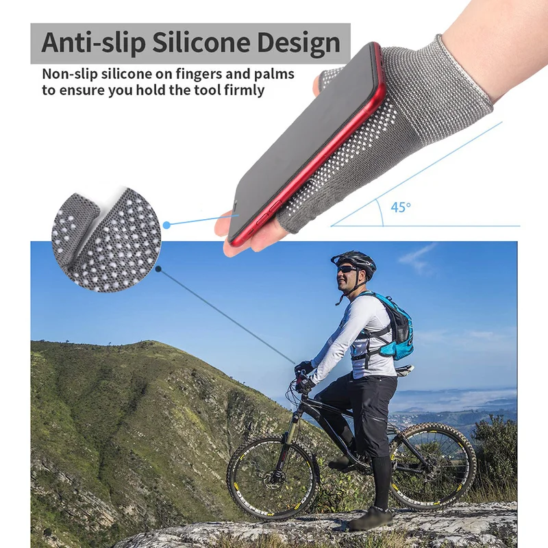 Sunscreen Fingerless Gloves Bikes TouchScreen Gloves Half-fingered Short Anti-ultraviolet Thin Non-slip Cycling Driving Gloves