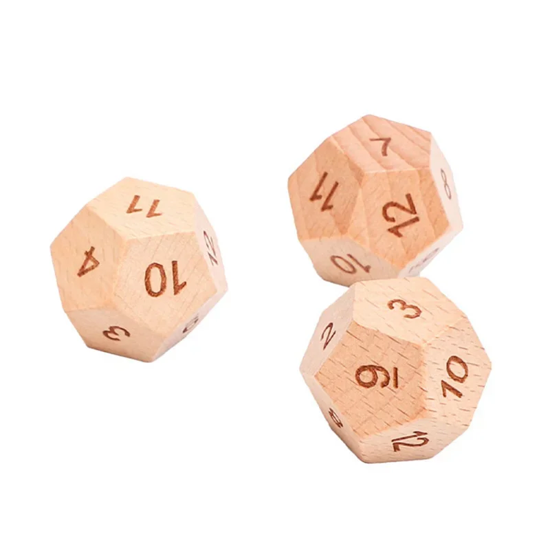 1 piece Solid Wooden Dice 12 Side Sculpture Blank Dice  Club/Party/Family DIY Games Accessories 30mm