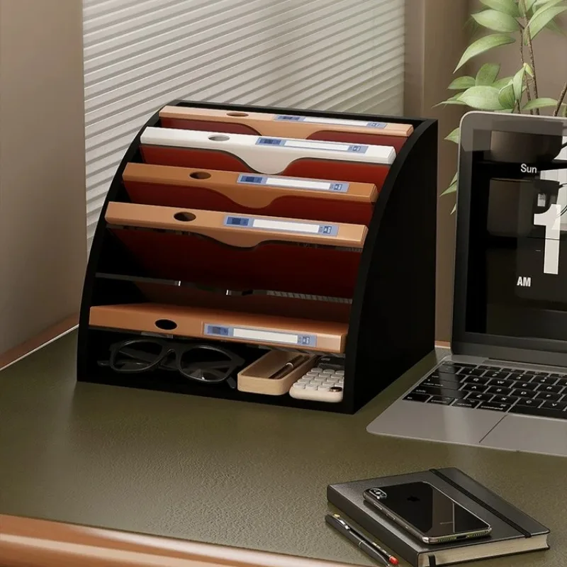 Desktop Fan-Shaped File Rack, Office Desk Organizer Shelf, Multi-Layer Document Storage Box, Vertical Tiered Book Stand